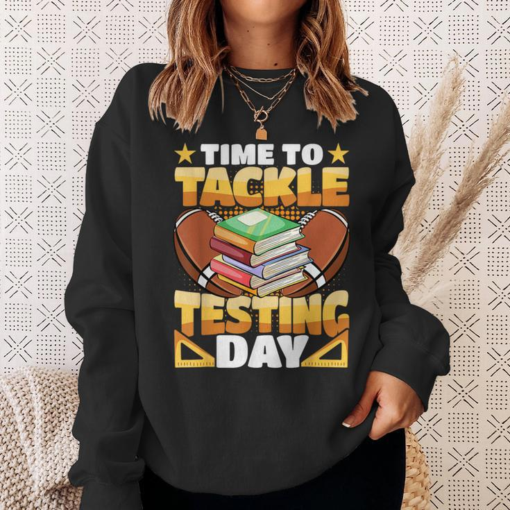 Test Day Football Time To Tackle Testing Day Sports Teacher Sweatshirt Gifts for Her