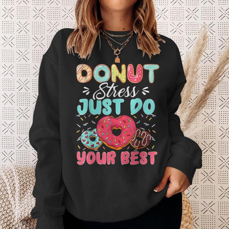 Testing Day Donut Stress Just Do Your Best Cute Teacher Sweatshirt Gifts for Her