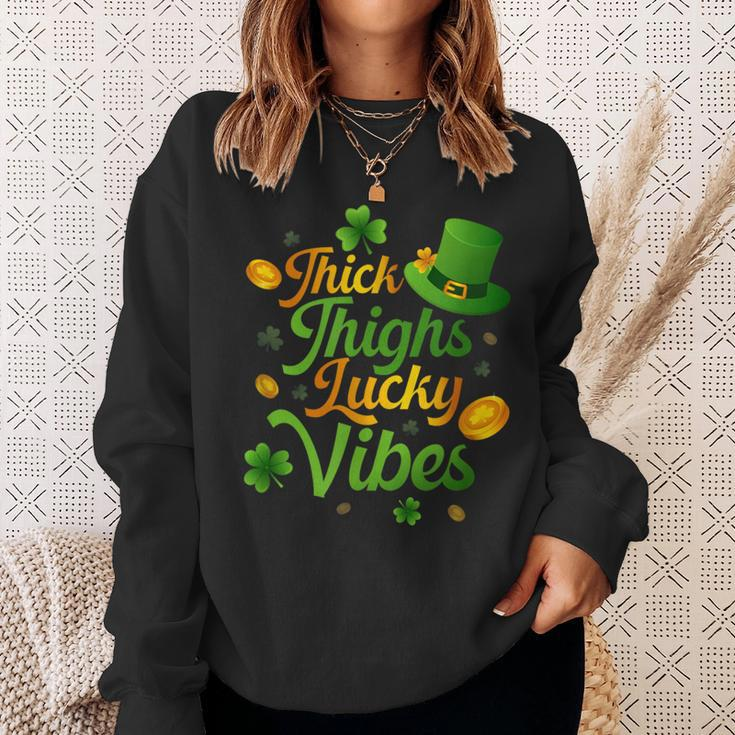 Thick Thighs Lucky Vibes St Patrick's Day Sweatshirt Gifts for Her
