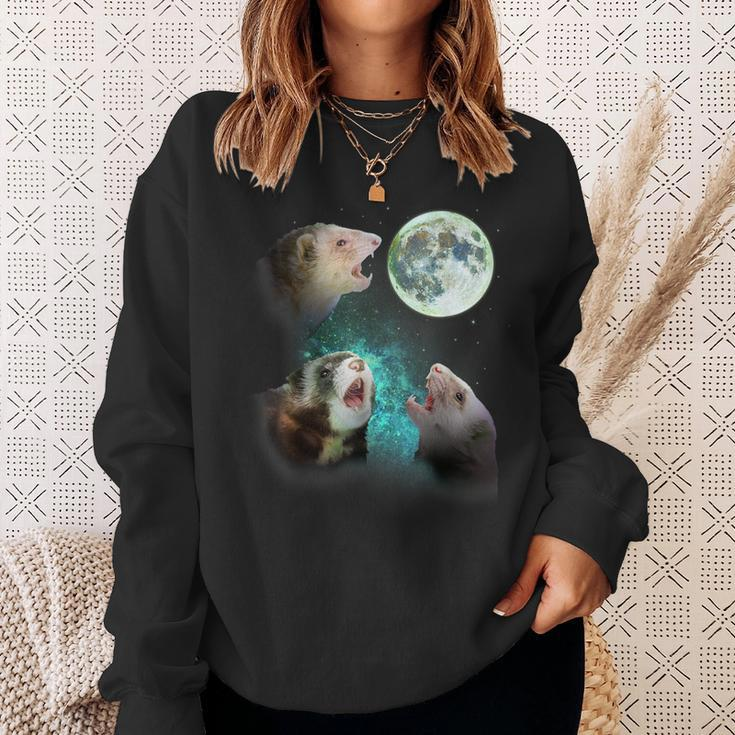Three Ferrets Howl At Moon 3 Wolfs Wolves Parody Sweatshirt Gifts for Her
