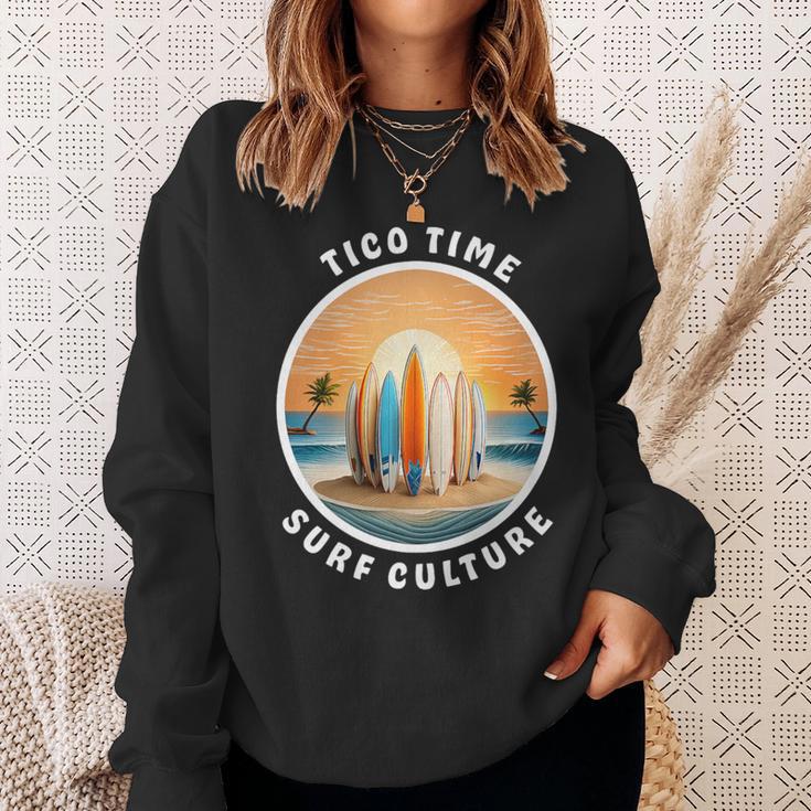 Tico Time Surf Culture Costa Rican Surfboard Vibe Sweatshirt Gifts for Her