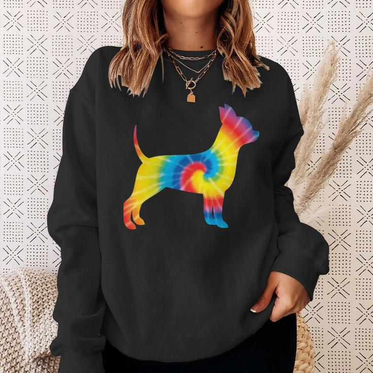 Tie Dye Chihuahua Rainbow Print Dog Pup Hippie Peace Sweatshirt Gifts for Her