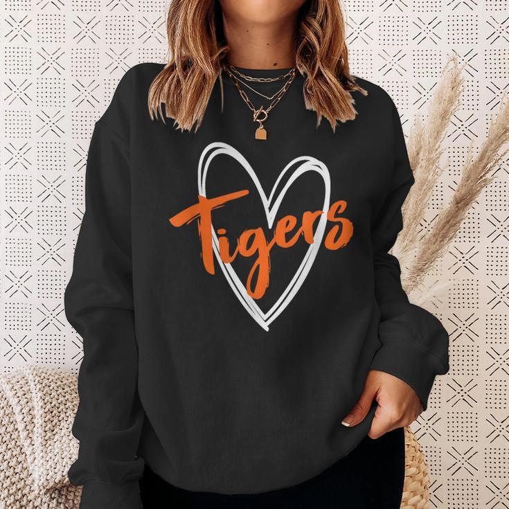 Tigers School Sports Fan Team Spirit Cute Heart Tigers Sweatshirt Gifts for Her