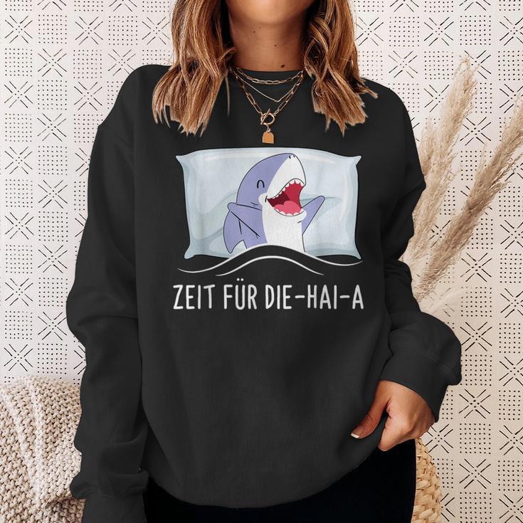 Time Für Die Haia Shark Sleep Tired Sleep Pyjamas Black Sweatshirt Geschenke für Sie