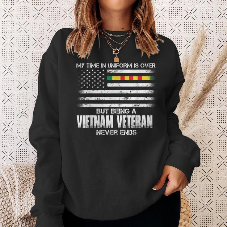 Time In Uniform Over Being A Vietnam Veteran Never Ends Sweatshirt Gifts for Her