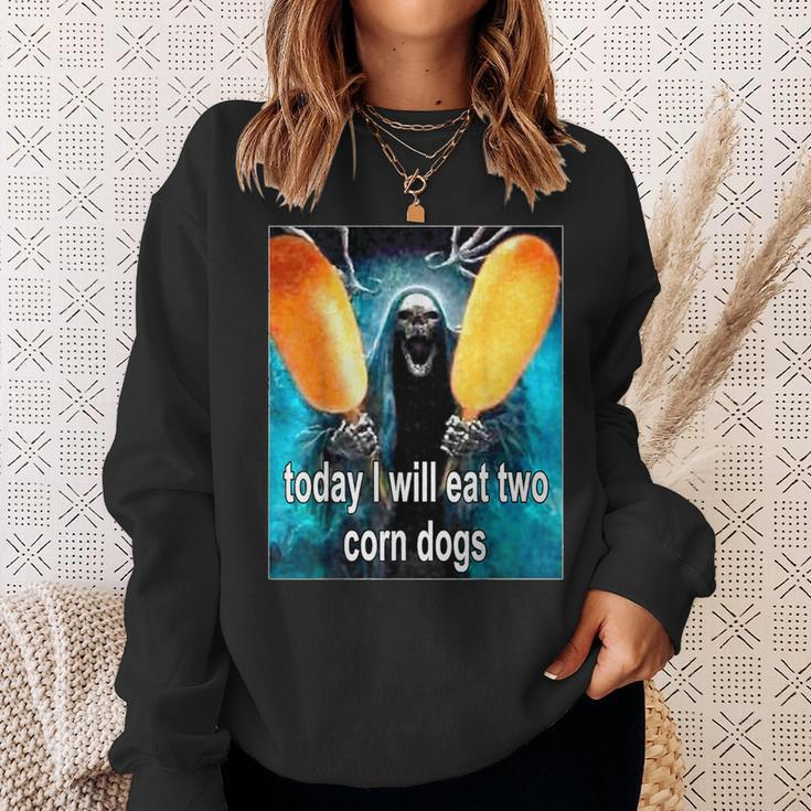 Today I Will Eat Two Corn Dogs Meme Sweatshirt Gifts for Her