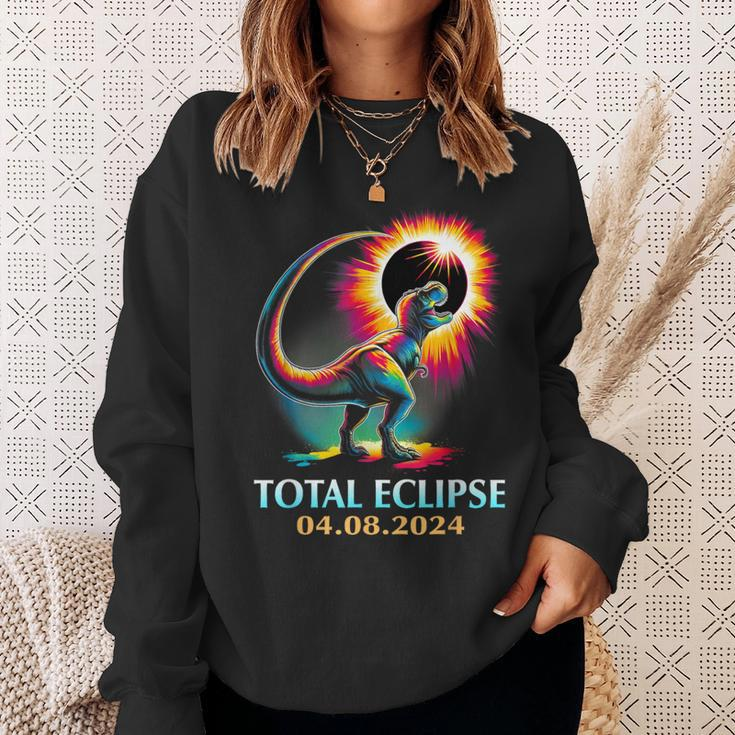 Total Eclipse 2024 Total Solar EclipseRex Dinosaur Sweatshirt Gifts for Her