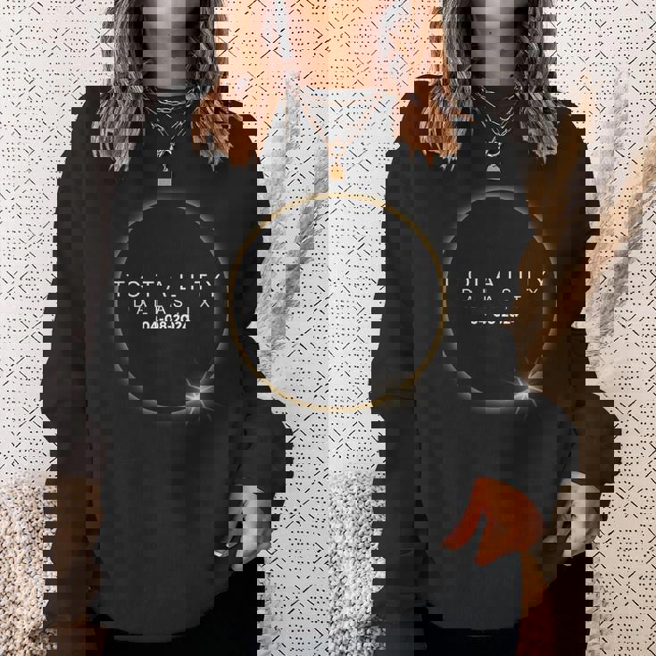 Total Solar Eclipse 04 08 24 Dallas Texas Usa Totality 2024 Sweatshirt Gifts for Her