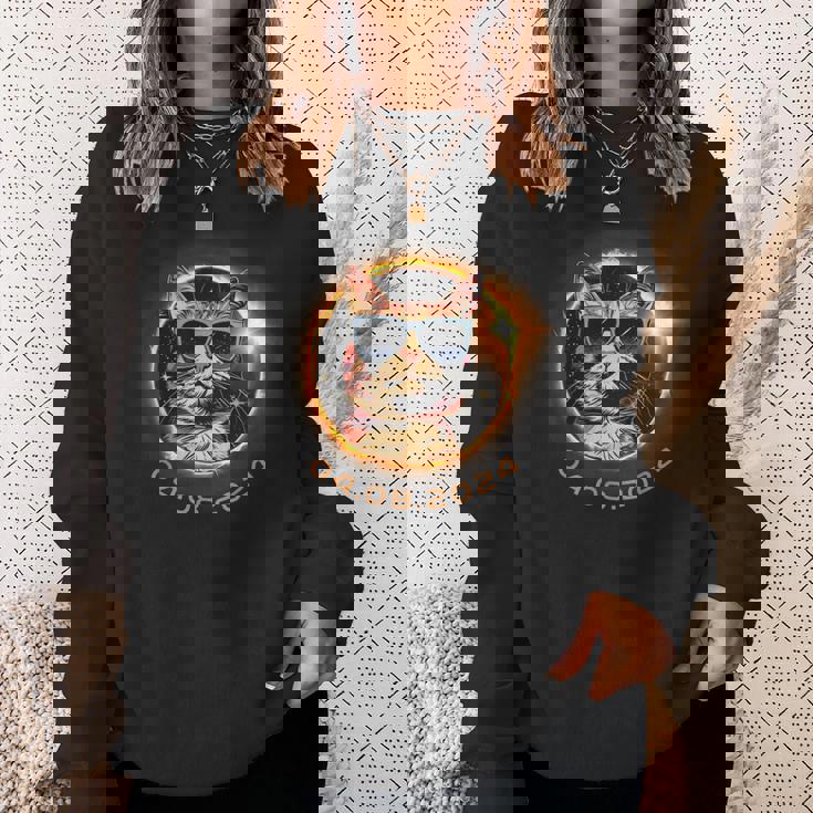 Total Solar Eclipse 2024 Cat With Sunglasses Sweatshirt Gifts for Her