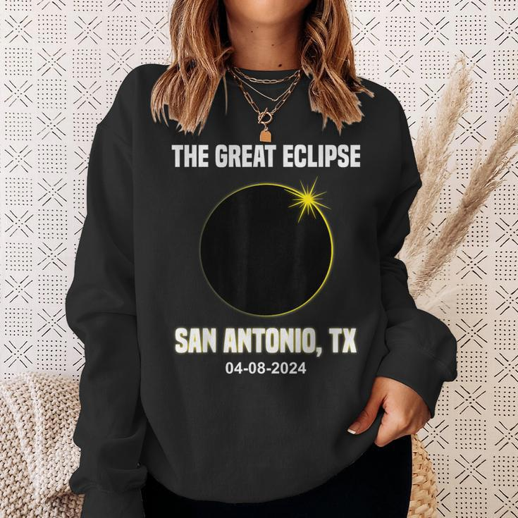 Total Solar Eclipse 2024 City San Antonio Texas Eclipse Sweatshirt Gifts for Her
