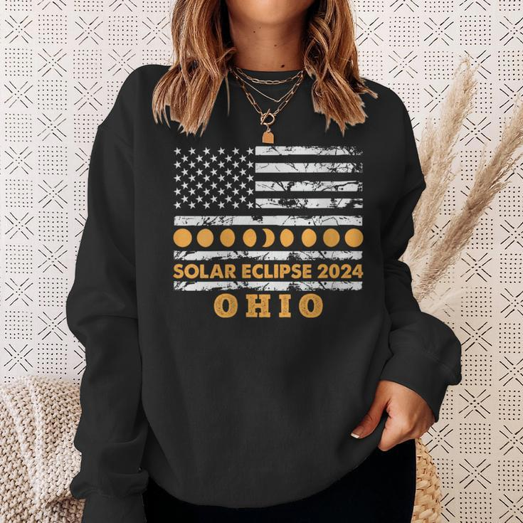 Total Solar Eclipse 2024 Ohio America Usa Flag Totality Sweatshirt Gifts for Her