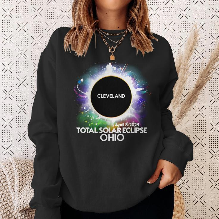 Total Solar Eclipse Cleveland Ohio 2024 Colorful Totality Sweatshirt Gifts for Her