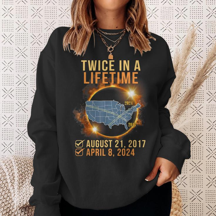 Total Solar Eclipse Clothing Twice In Lifetime April 8 2024 Sweatshirt Gifts for Her