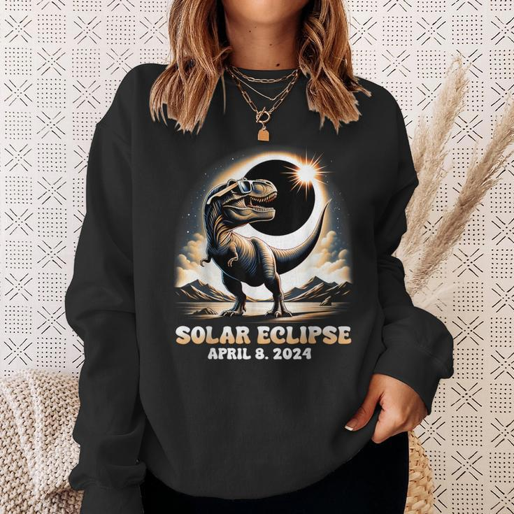 Total Solar Eclipse Dinosaur Dino T-Rex April 8 2024 Kid Boy Sweatshirt Gifts for Her