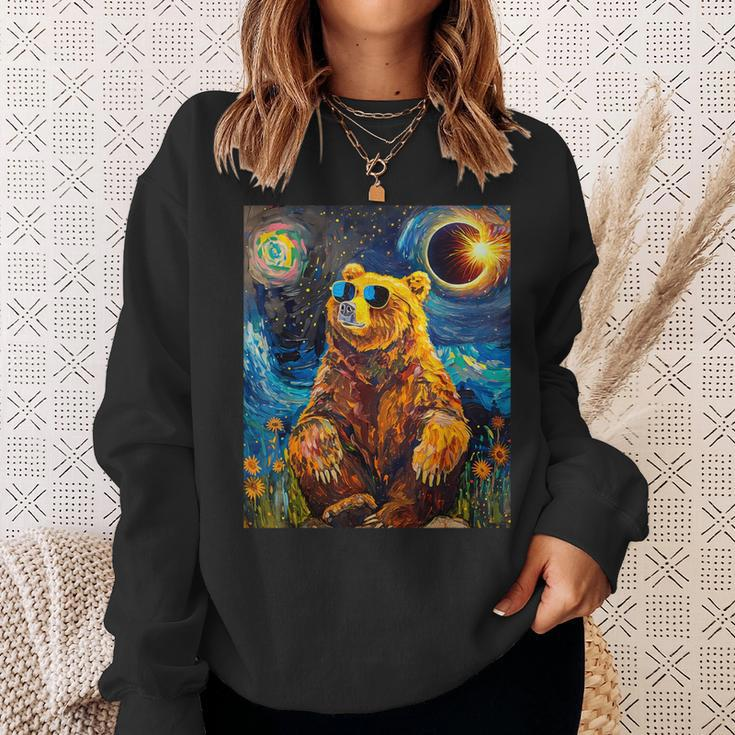 Total Solar Eclipse Grizzly Bear Sweatshirt Gifts for Her