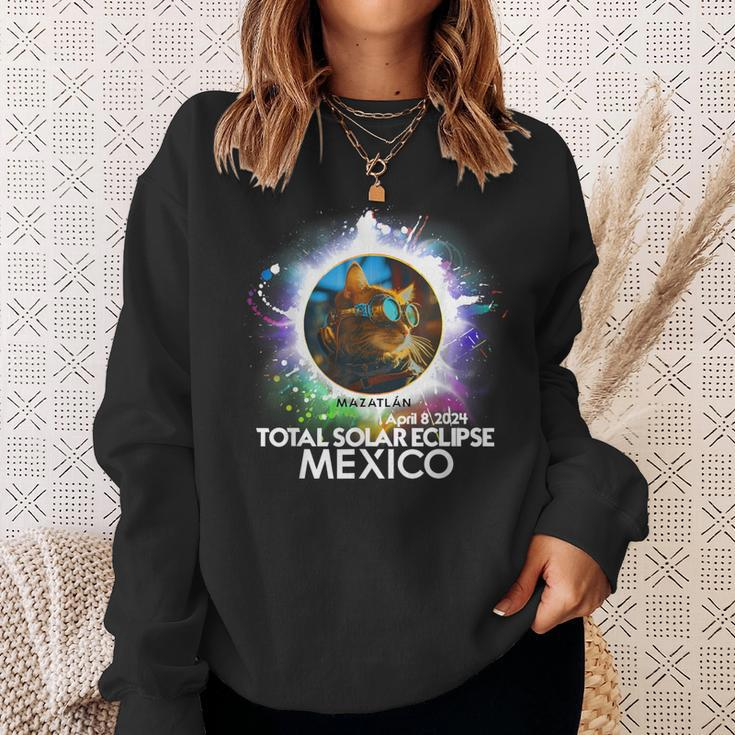 Total Solar Eclipse Mazatlan Mexico 2024 Cat Totality Sweatshirt Gifts for Her
