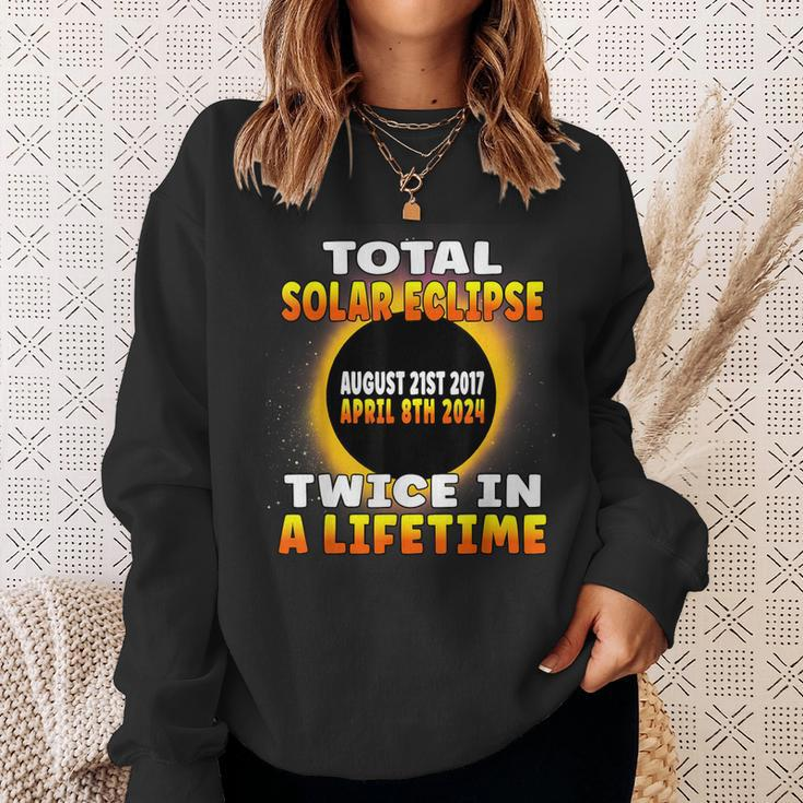 Total Solar Eclipse Twice In A Lifetime 2017 2024 Souvenir Sweatshirt Gifts for Her