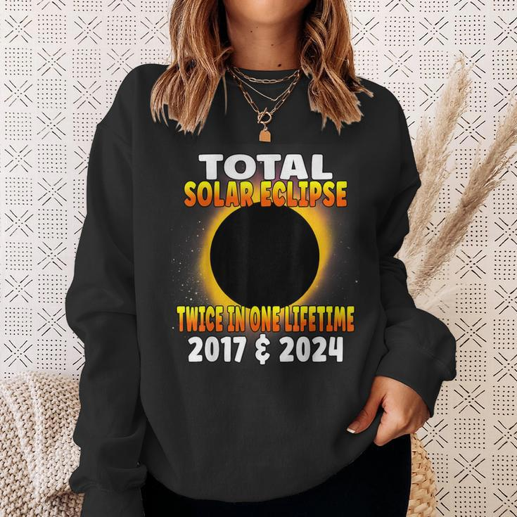 Total Solar Eclipse Twice In One Lifetime 2017 & 2024 Cosmic Sweatshirt Gifts for Her