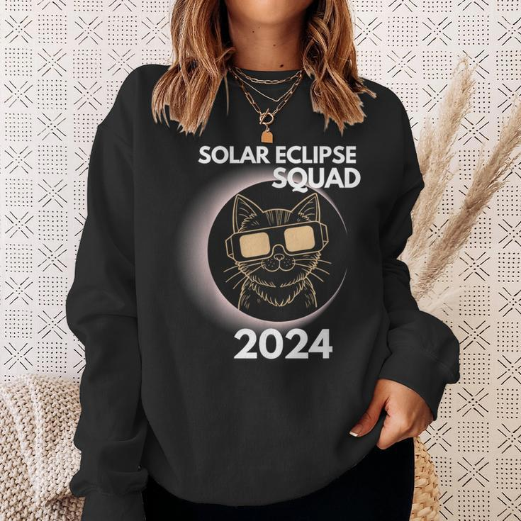 Totality Solar Eclipse 2024 Cat Moon Sun Earth April Sweatshirt Gifts for Her