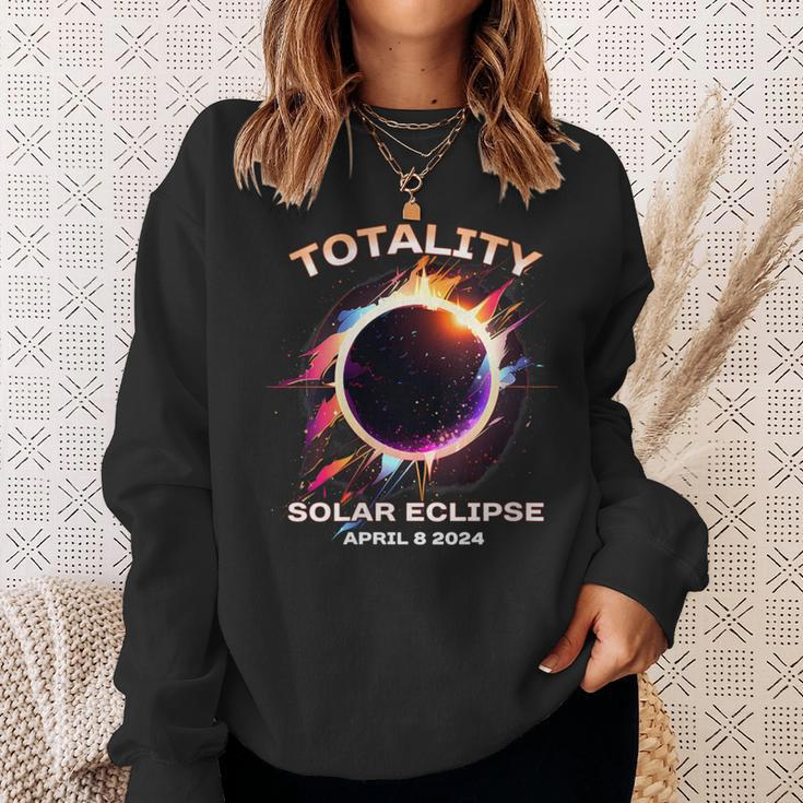 Totality Solar Eclipse April 8 2024 Event Souvenir Graphic Sweatshirt Gifts for Her
