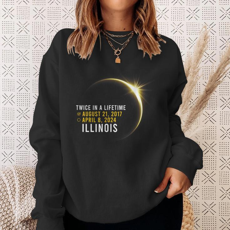 Totality Twice In A Lifetime Solar Eclipse 2024 Illinois Sweatshirt Gifts for Her