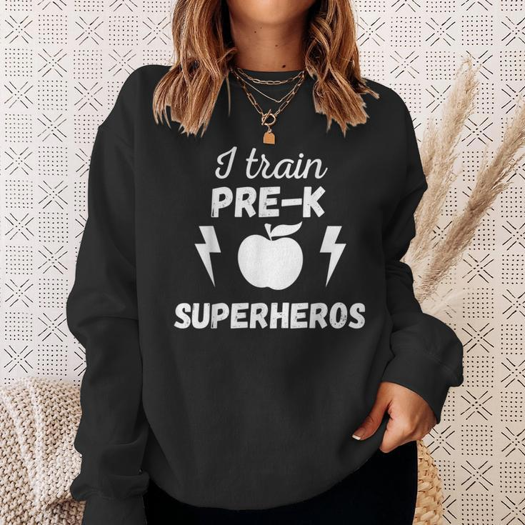 I Train Pre K Superheros Graphic Sweatshirt Gifts for Her
