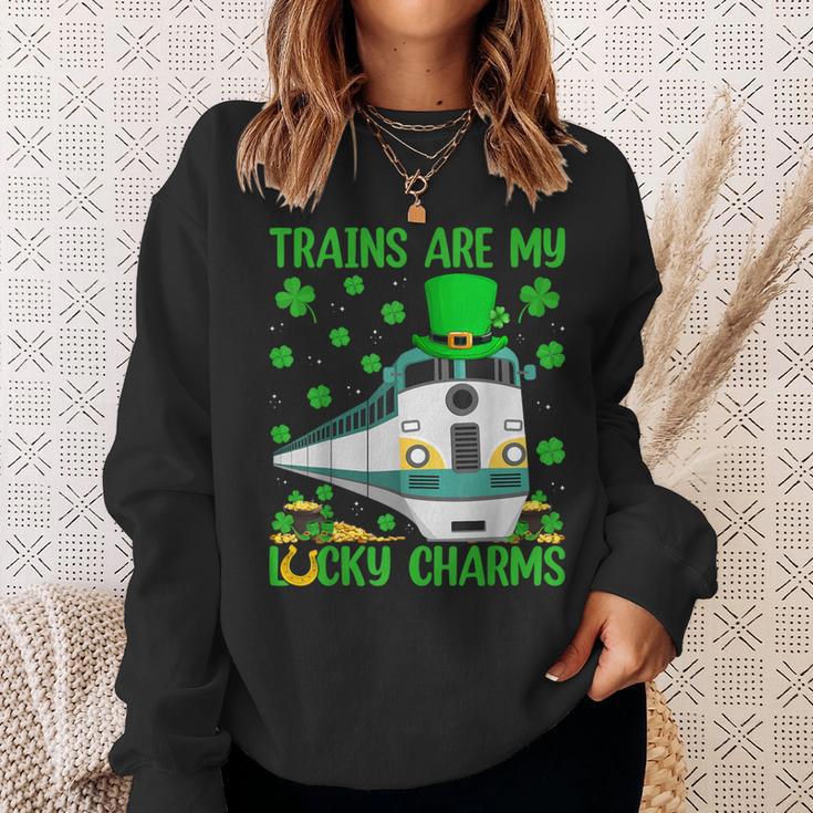 Trains Are My Lucky Charms Train St Patrick's Day Sweatshirt Gifts for Her