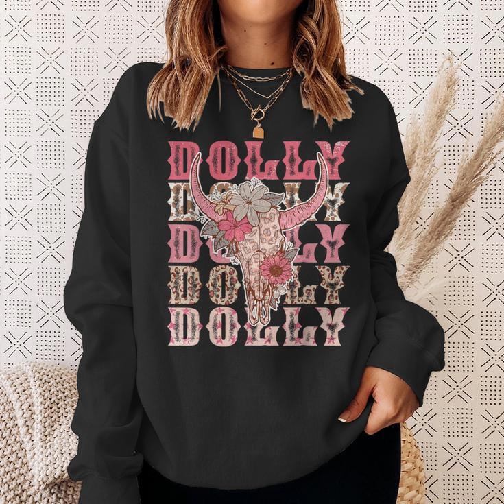 Trendy Dolly First Name Guitar Pink Cowgirl Western Sweatshirt Gifts for Her