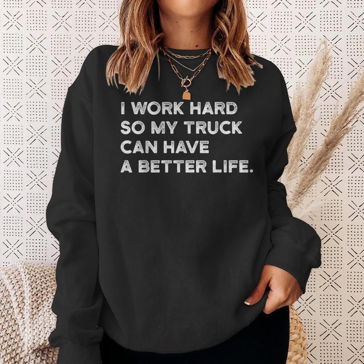 Truck Owner Pickup Truck Driver Enthusiast Retro Sweatshirt Gifts for Her