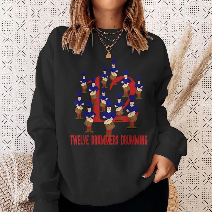 Twelve Drummers Drumming Song 12 Days Christmas Sweatshirt Gifts for Her