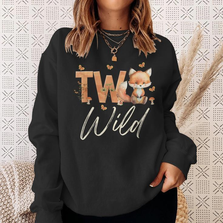 Two Wild Fox Woodland Animal 2Nd Birthday 2 Year Old Sweatshirt Gifts for Her