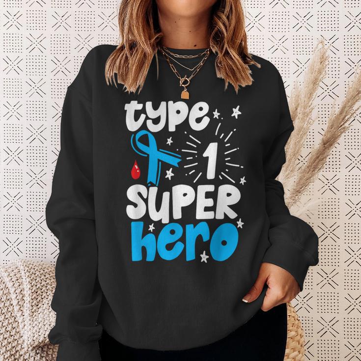 Type 1 Diabetes Awareness Type One Superhero Sweatshirt Gifts for Her