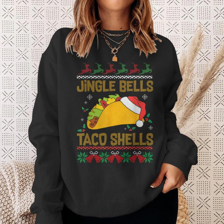Ugly Christmas Fast Food Joke Jingle Bells Taco Shells Sweatshirt Gifts for Her