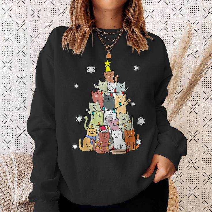 Ugly Christmas Sweater Cat Tree Xmas Cat Sweatshirt Gifts for Her