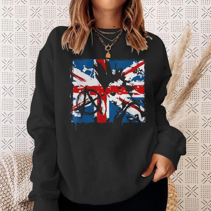 Uk Flag Anarchy Symbol Punk Rocker In 80'S Retro Sweatshirt Gifts for Her