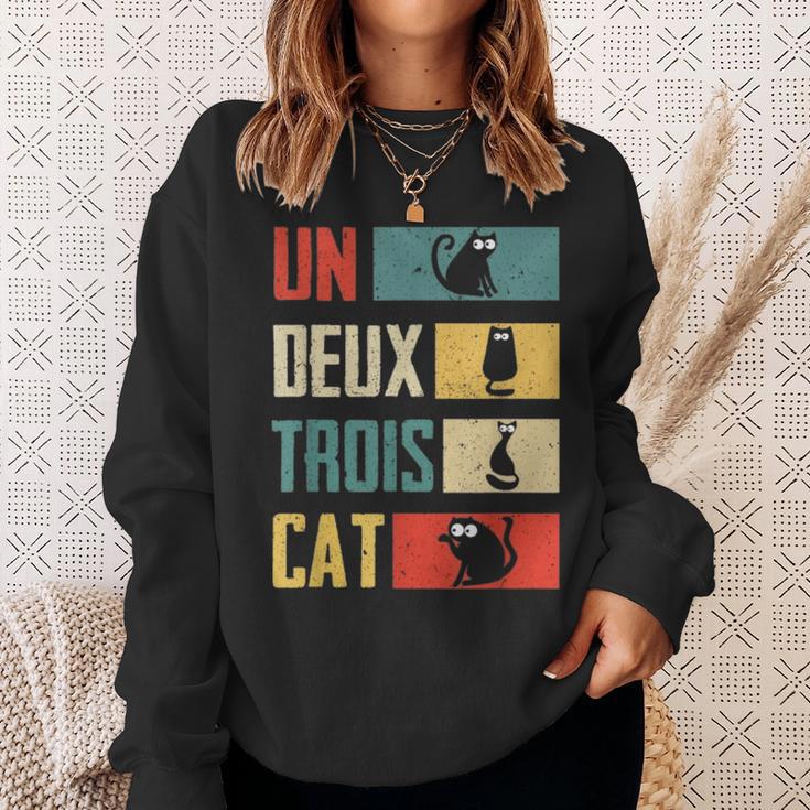 Un Deux Trois Cat Vintage French Joke Cat Lovers Sweatshirt Gifts for Her