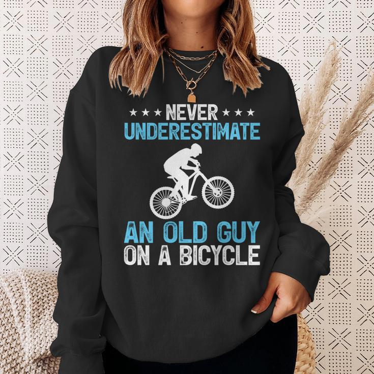 Never Underestimate An Old Guy On A Bicycle Cycling Biker Sweatshirt Gifts for Her