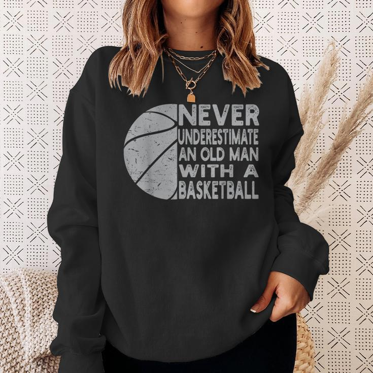 Never Underestimate An Old Man With Basketball Coach Grandpa Sweatshirt Gifts for Her