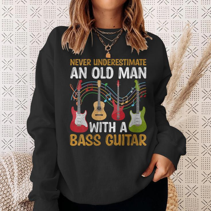 Never Underestimate An Old Man With A Bass Guitar Guitarist Sweatshirt Gifts for Her