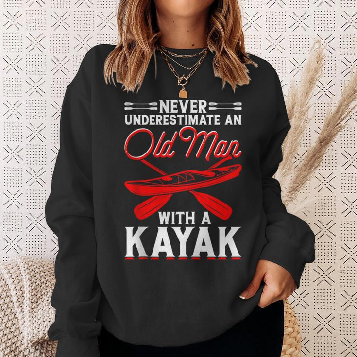 Never Underestimate An Old Man With A Kayak Kayaking Sweatshirt Gifts for Her