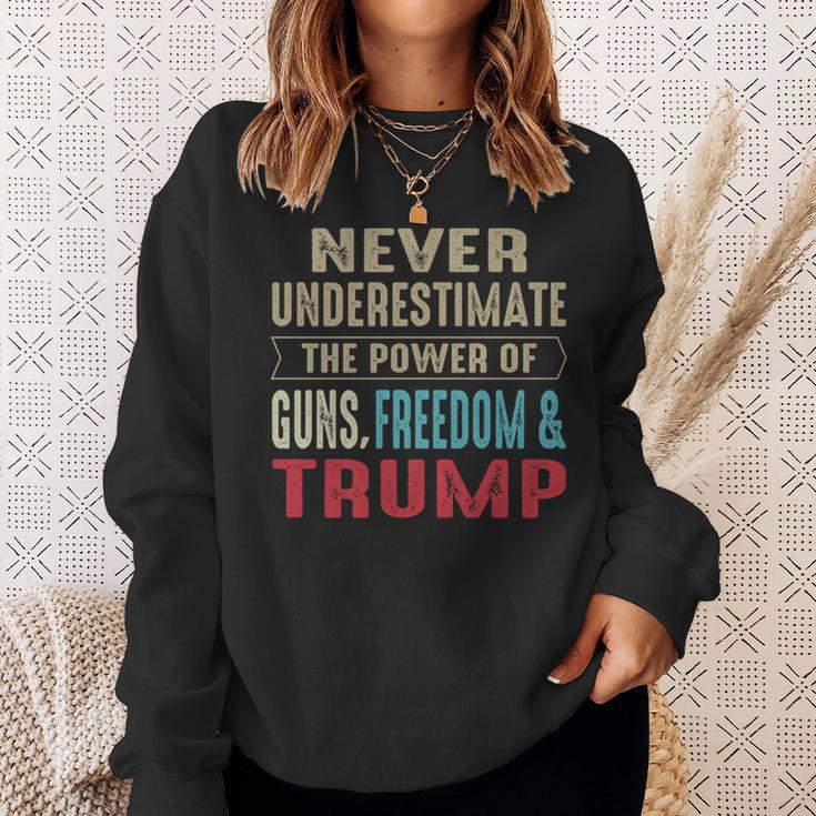 Never Underestimate The Power Of Guns Freedom & Trump Sweatshirt Gifts for Her