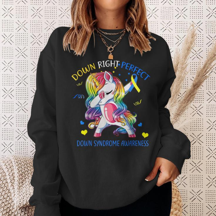 Unicorn Down Right Perfect Down Syndrome Awareness Sweatshirt Gifts for Her