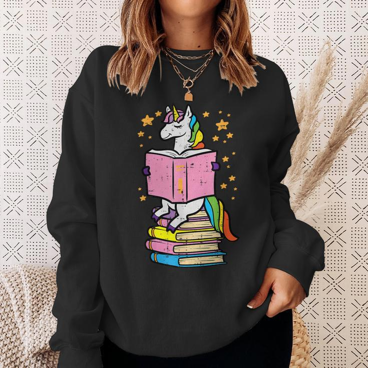 Unicorn Read Reading Book Librarian America Girls Women Sweatshirt Gifts for Her