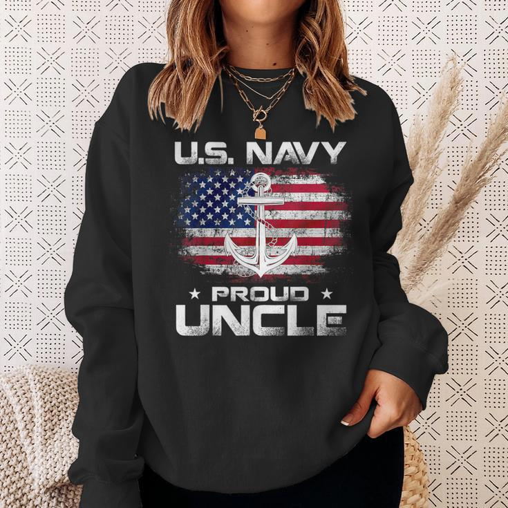 Us Navy Proud Uncle With American Flag Veteran Day Sweatshirt Gifts for Her