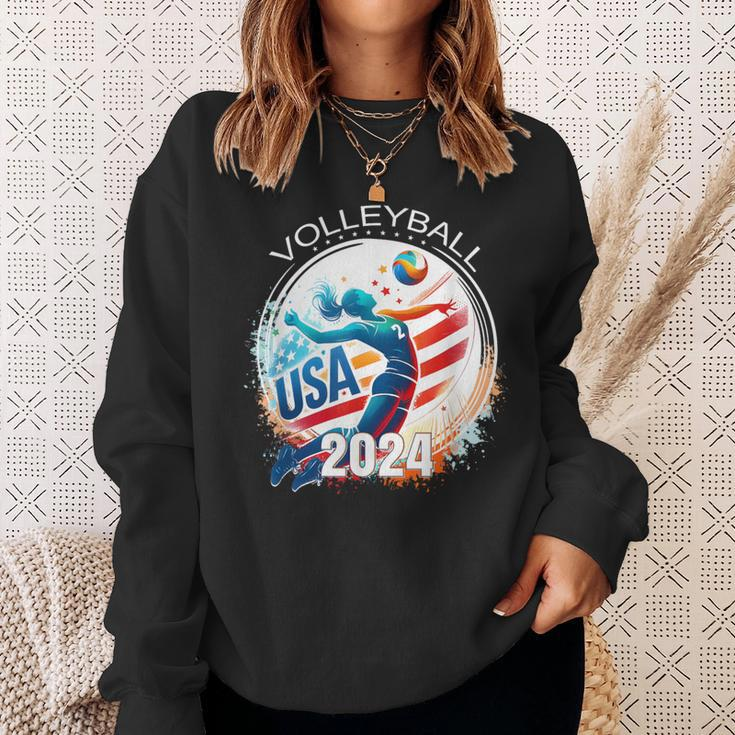 Usa 2024 Summer Games Volleyball America Sports 2024 Usa Sweatshirt Gifts for Her