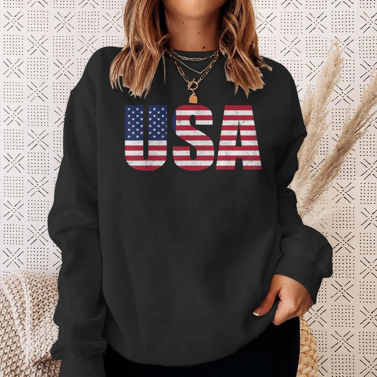 Usa Flag 4Th Of July Red White & Blue American Patriotic Sweatshirt Gifts for Her