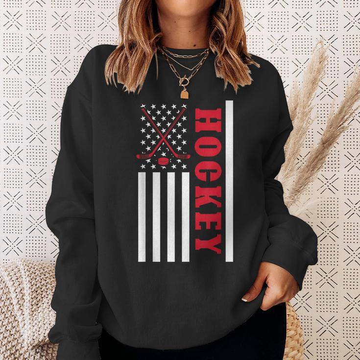 Usa Flag Patriotic American Pride Hockey Player Hockey Sweatshirt Gifts for Her