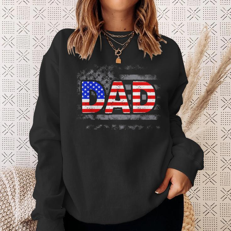 Usa Patriotic Dad Father's Day American Flag 4Th Of July Dad Sweatshirt Gifts for Her