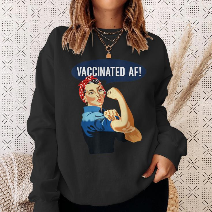 Vaccinated Af Pro Vaccine Vaccinated Rosie The Riveter Sweatshirt Gifts for Her