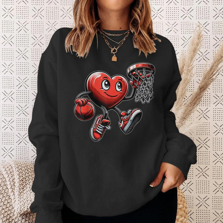 Valentine's Day Heart Basketball Team Player Sweatshirt Gifts for Her